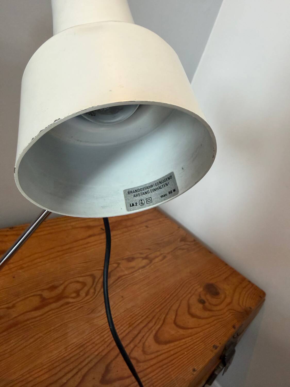 White aluminium designer table lamp made in Germany vintage