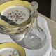 Vintage round-shaped glass carafe with cork stopper H27