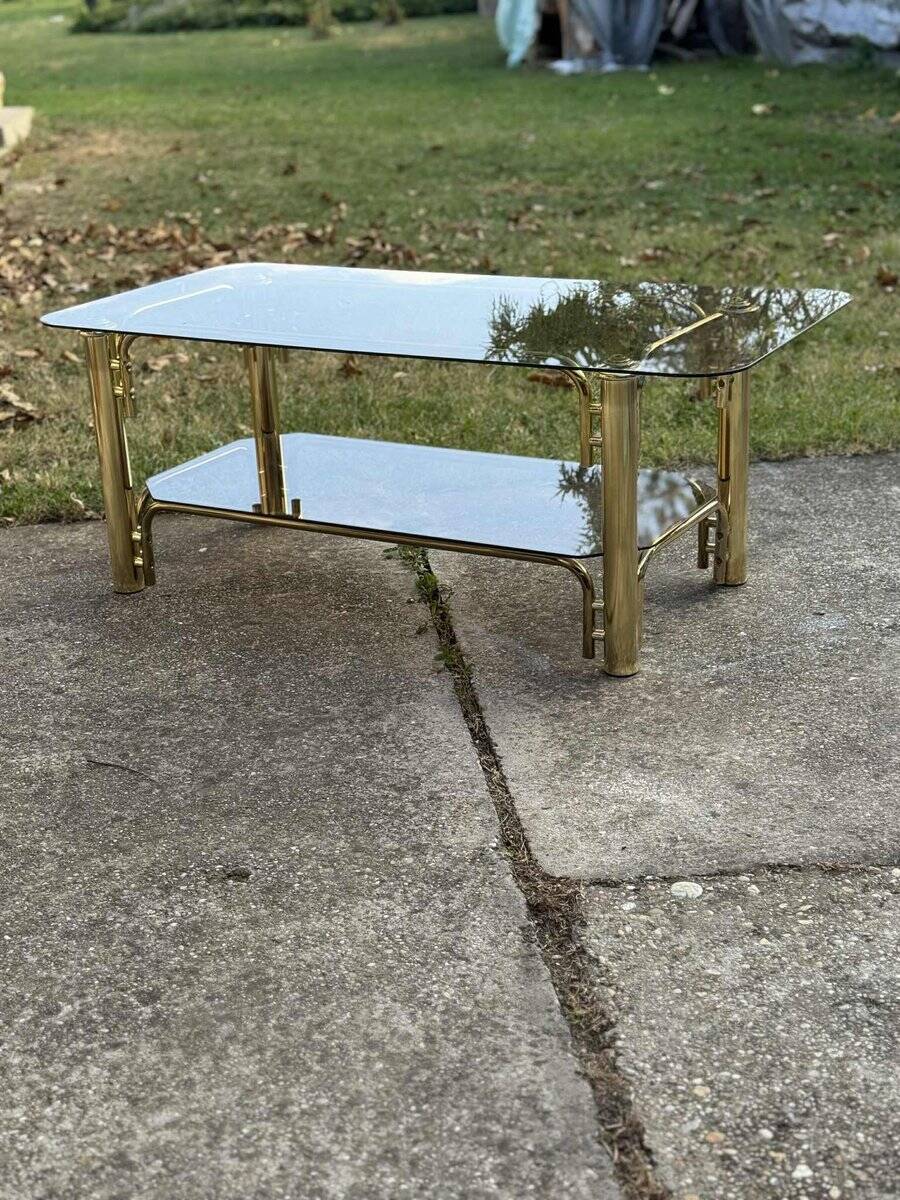 Vintage brass and glass coffee table, 1970s