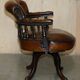 Victorian Captain Chesterfield Armchair in Restored Leather