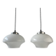 Pair of antique opaline pendant lights 24 cm vintage