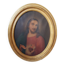 Old painting Jesus sacred heart 19th