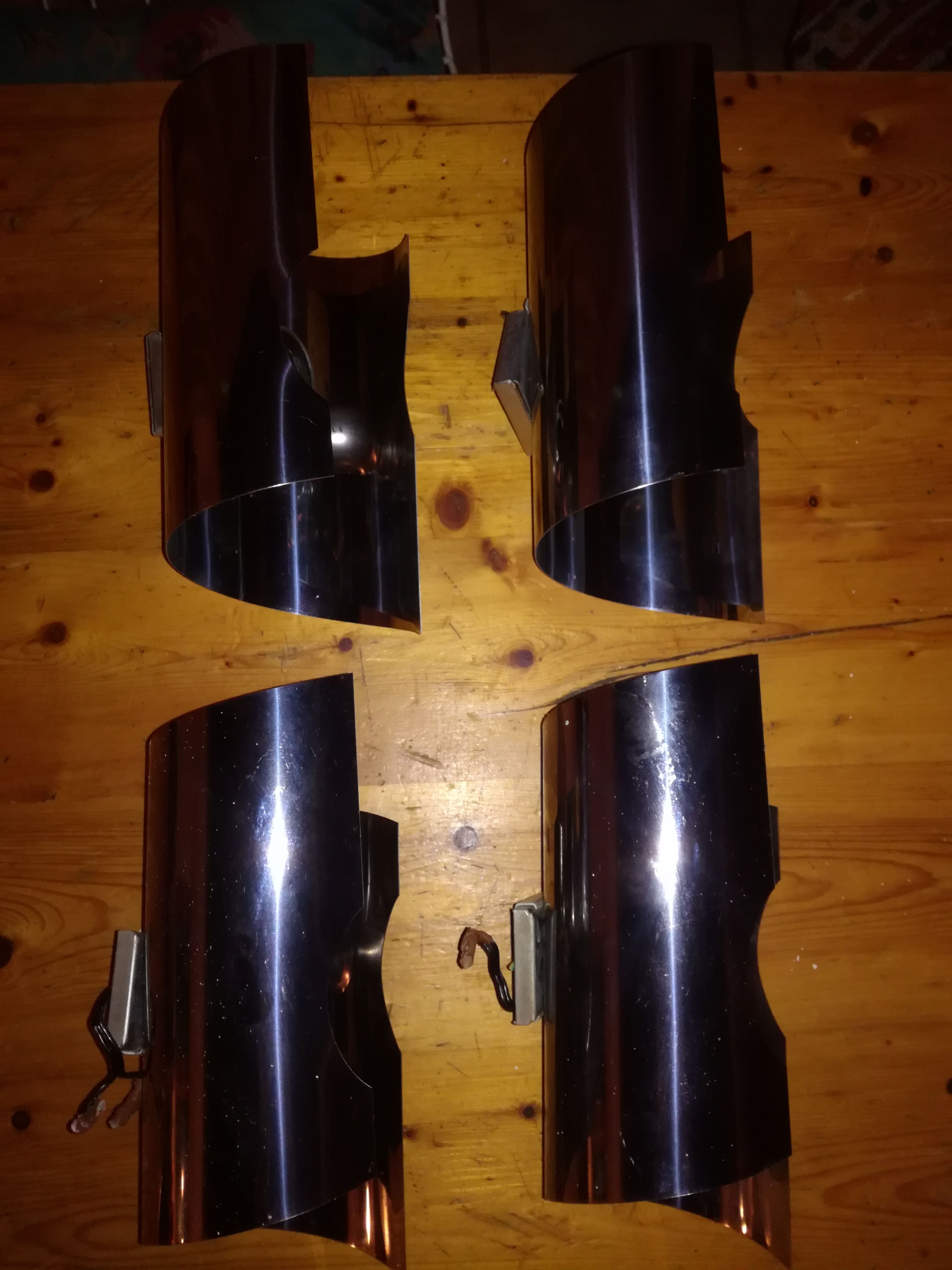 Four 70s chrome wall light