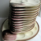 Oyster plate in bubble, fish-shaped signed LONGWY model Copenhagen