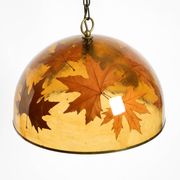 Rare, large 1970s Italian resin pendant lamp with embedded maple leaves