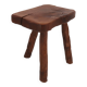 Brutalist tripod stool in wood, 1950s mountain folk art.