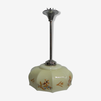 Art deco hanging lamp with 10-angled shade