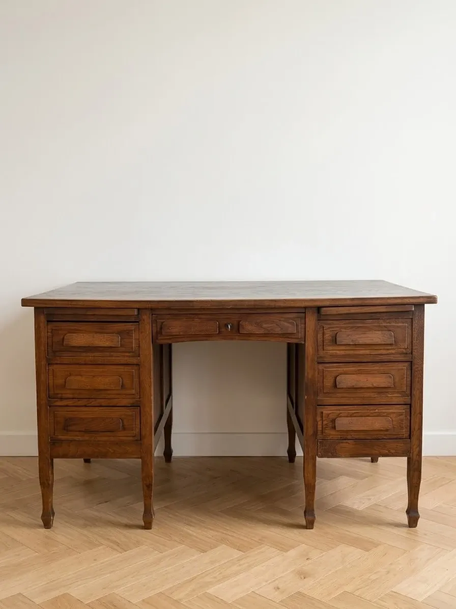 Vintage solid oak desk Retro Wood