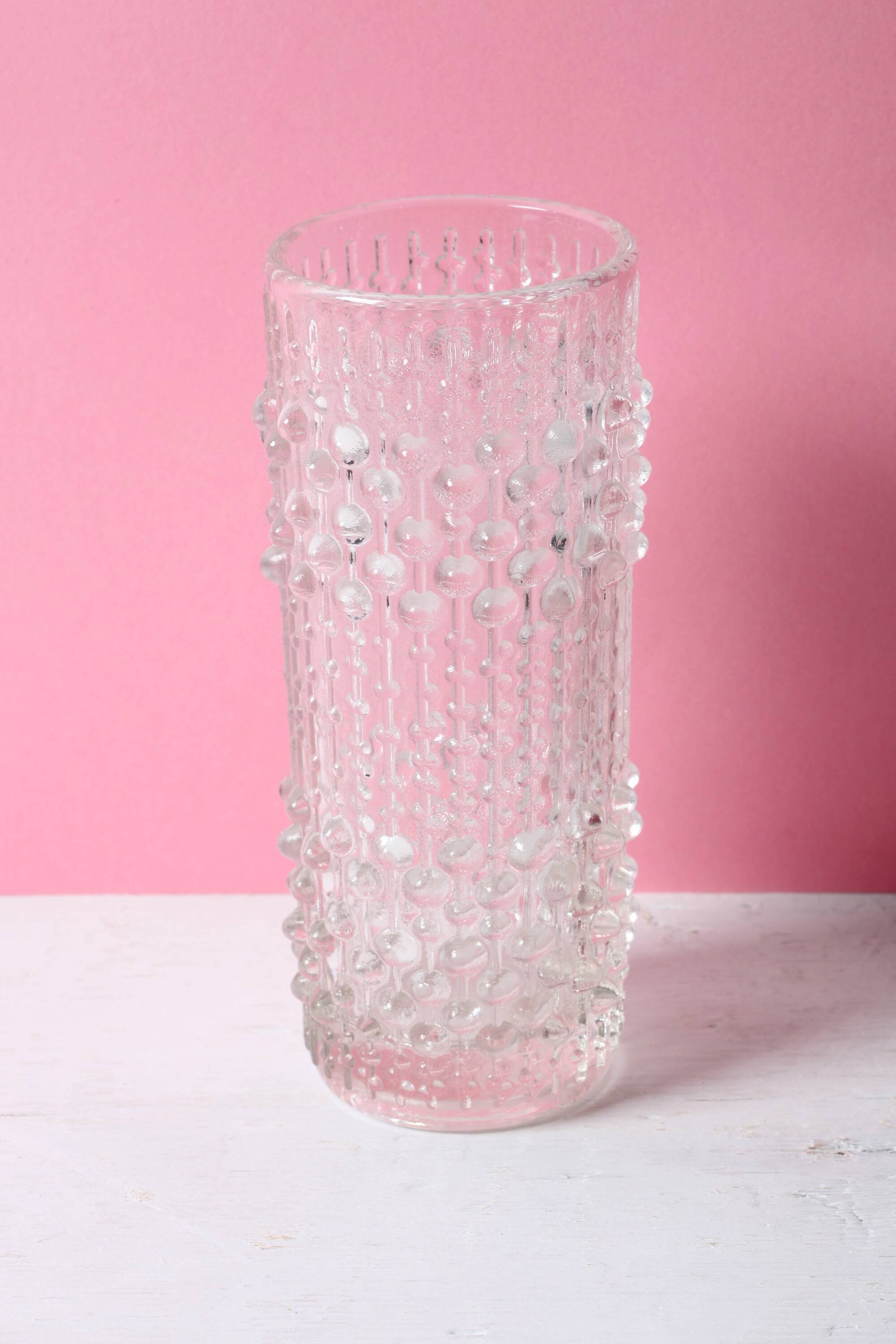 Vase vintage en verre pressé clair CandleWax par František Pečený / 1972