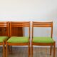 Set of 4 Scandinavian beech wood chairs, green wool, 1960.