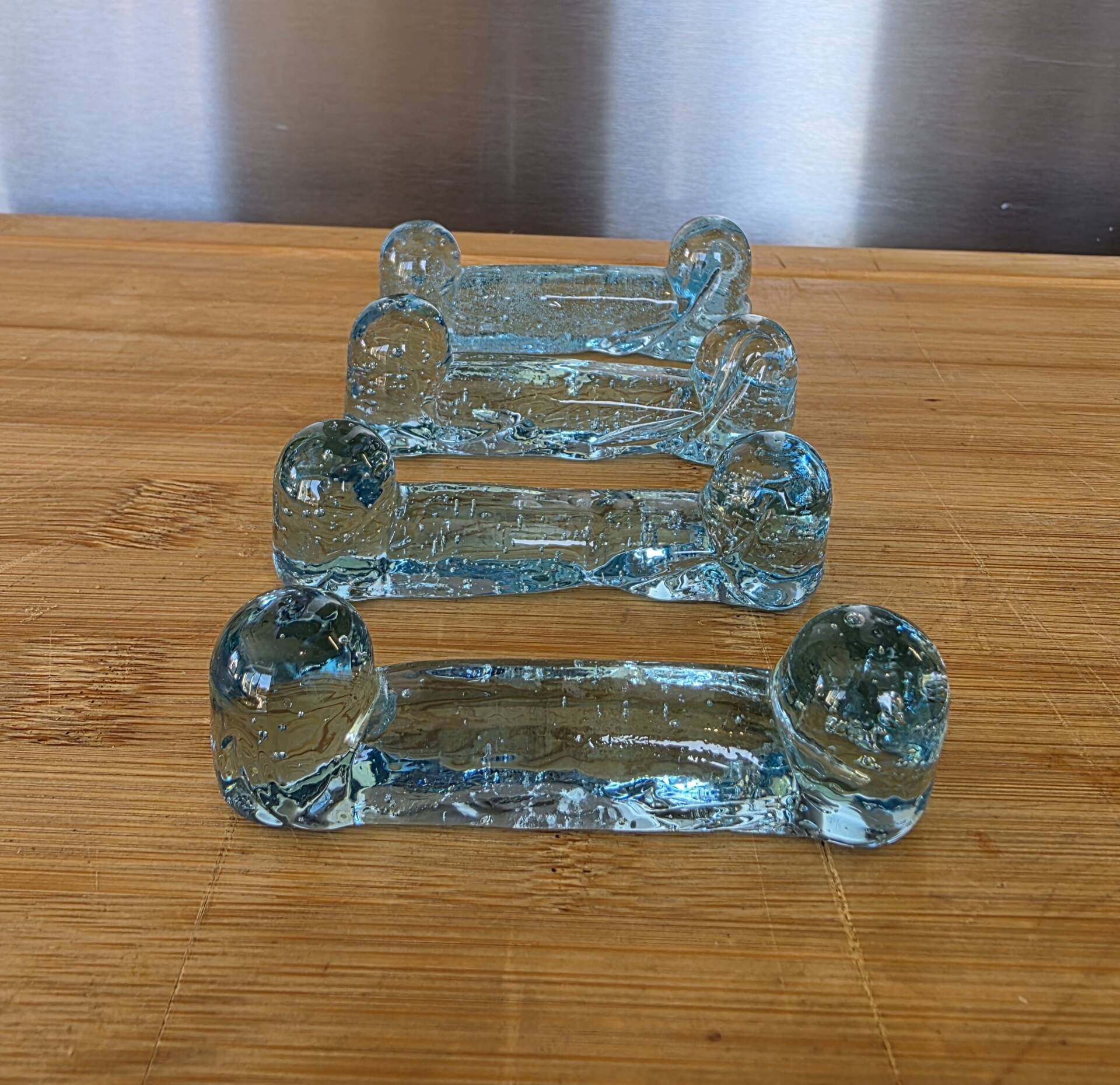 Set of 4 handcrafted glass knife rests - Biot