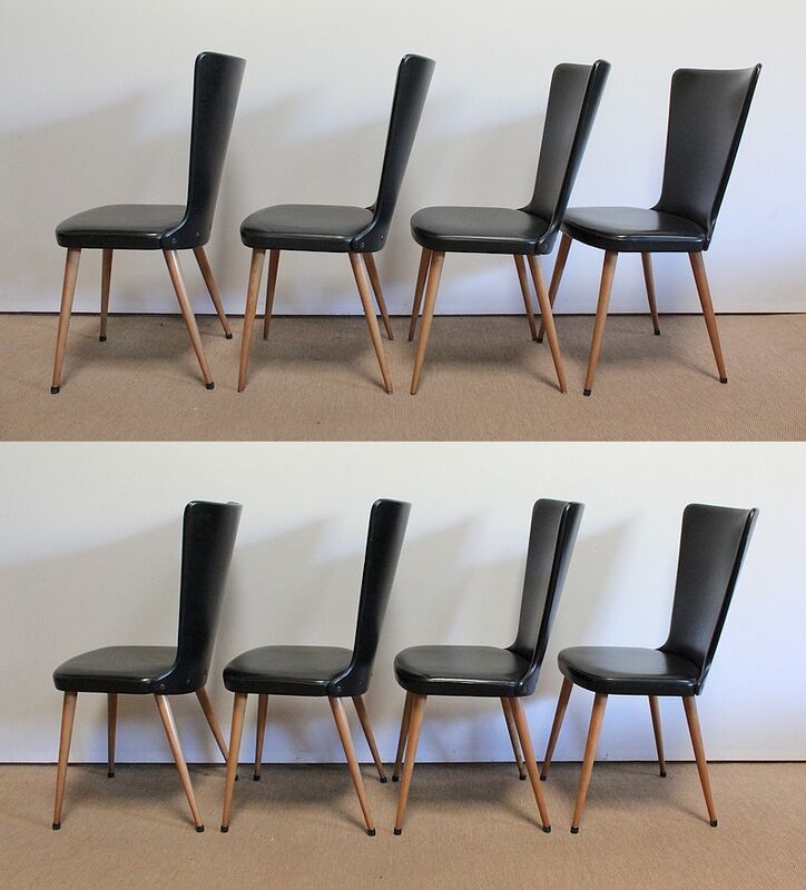 Suite of 8 baumann chairs, "essor" model – 1960s