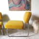 Pair of 70s low chairs with chrome tubing