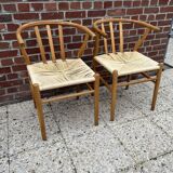 2 Scandinavian design chairs rope and teak
