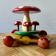 Vintage Wooden Pull Along Toy - Mushroom - 1960s