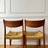 Pair of Scandinavian teak and rope chairs
