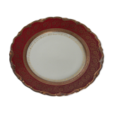 Bavarian porcelain dessert plate, garnet and gold floral rinses