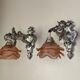 Pair of wall sconces, cherubs, angels, silvered