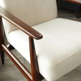 Scandinavian beige corduroy armchair, modern design H.Lis