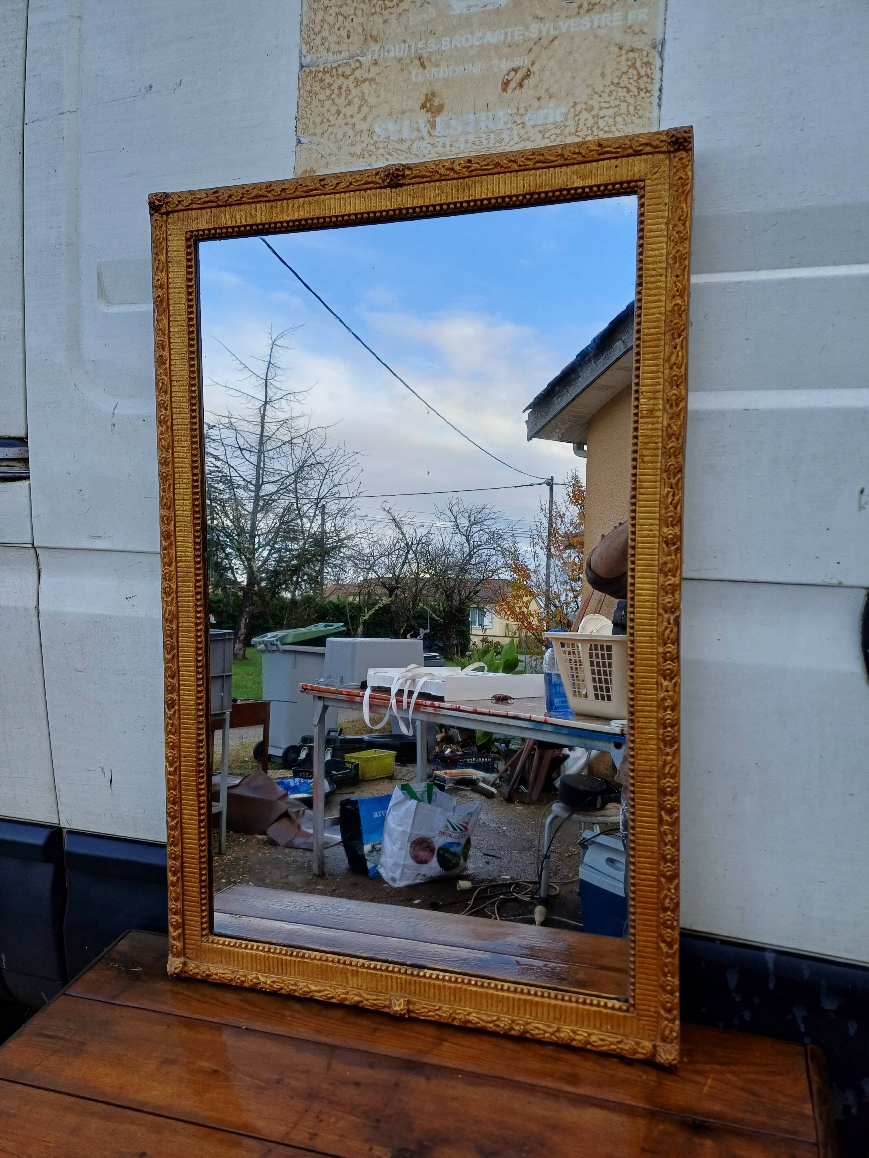 Miroir 19 éme Bois et Stuck Doré