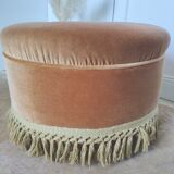 Vintage velvet pouf with fringes