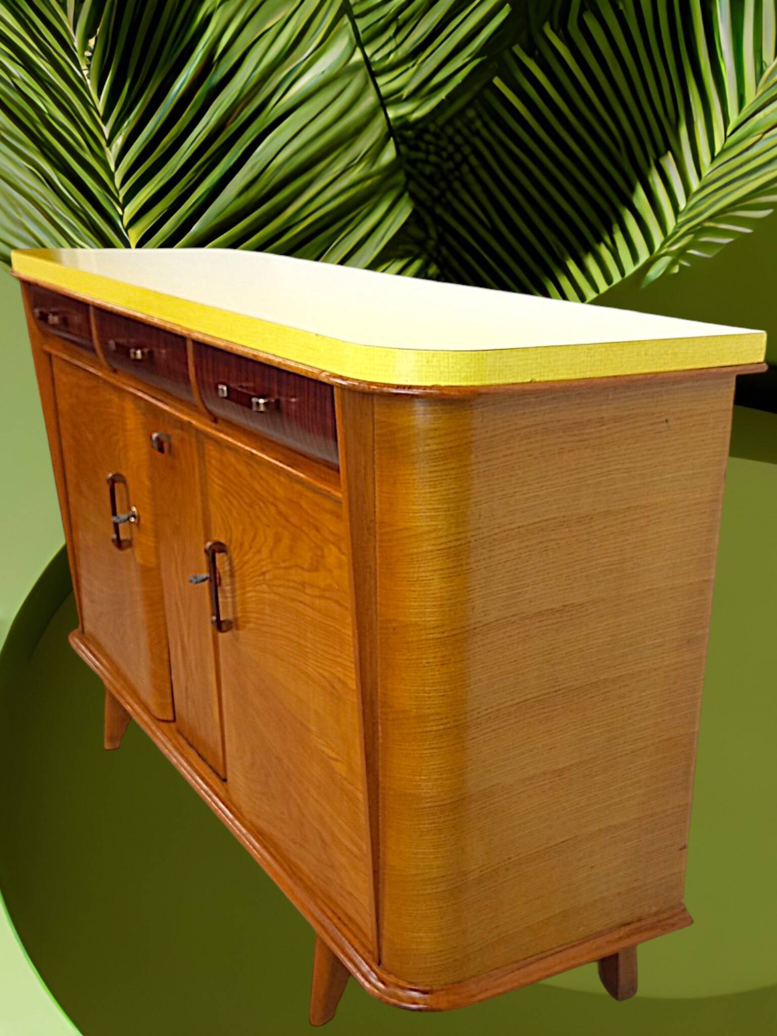 Vintage French sideboard — 1950s/60s — Yellow Formica
