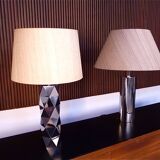 Set of 2 Brutalist Sculptural Chromed Metal Table Lamps, Italy 1960s
