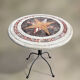 Round marble table with marble inlay