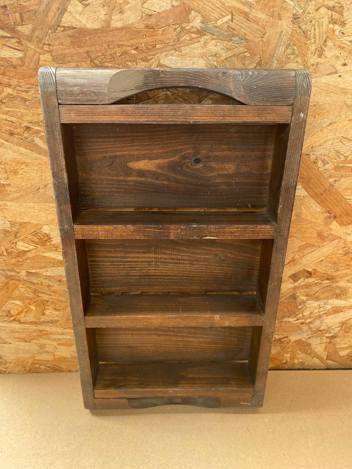 Antique 3 Compartment Wooden Hanging Spice Rack Vintage #B193