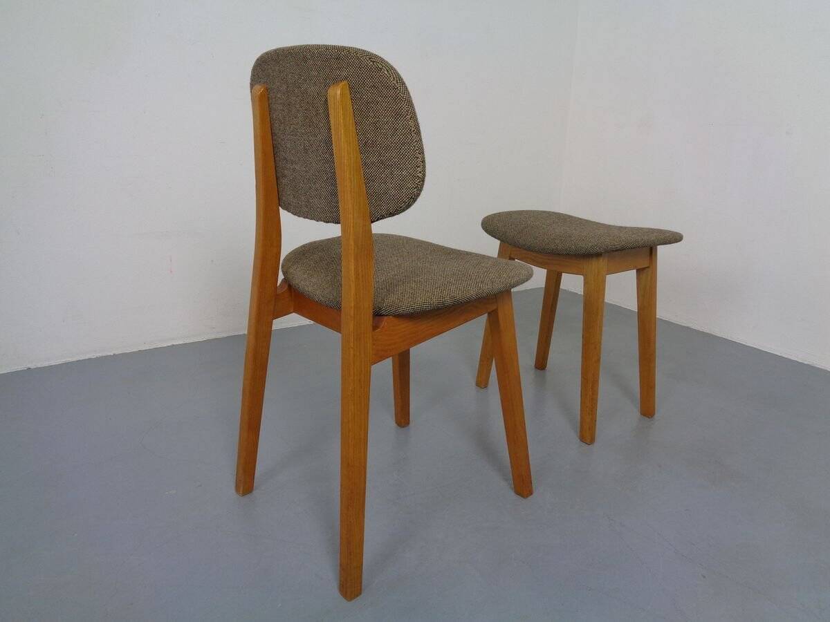 Set of Beech Chair & Stool, 1960s