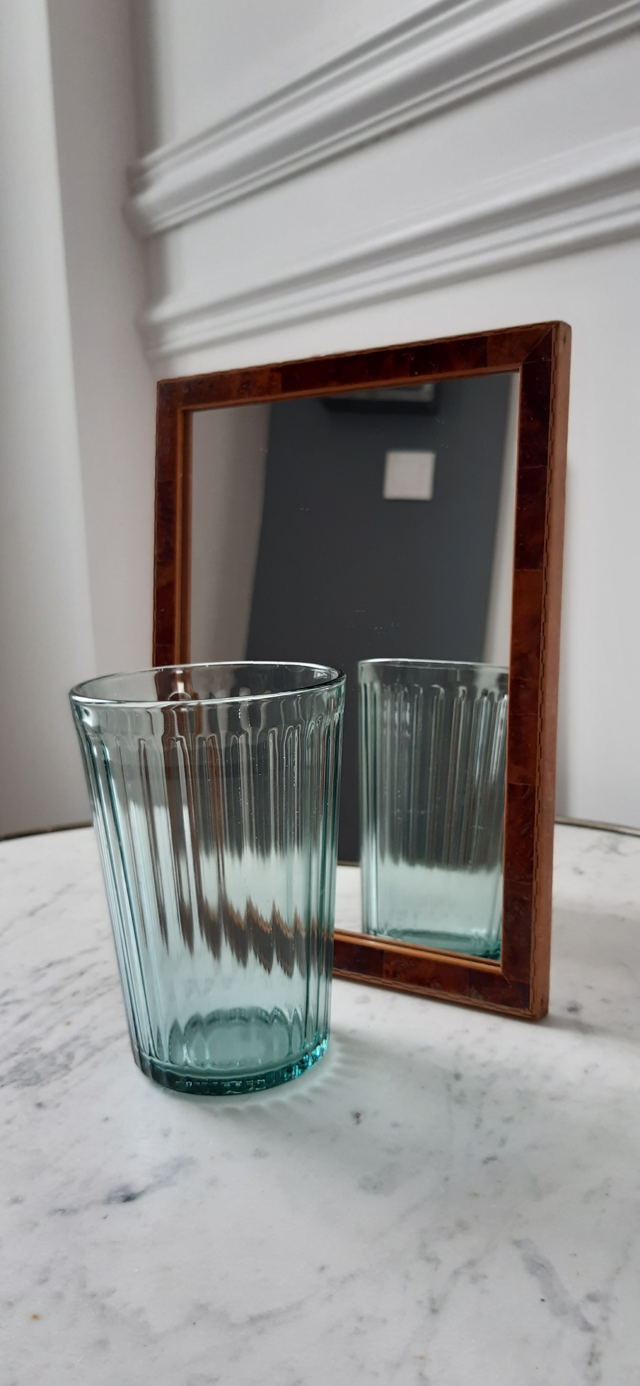 Wooden mirror marquetry 30s 17x22cm