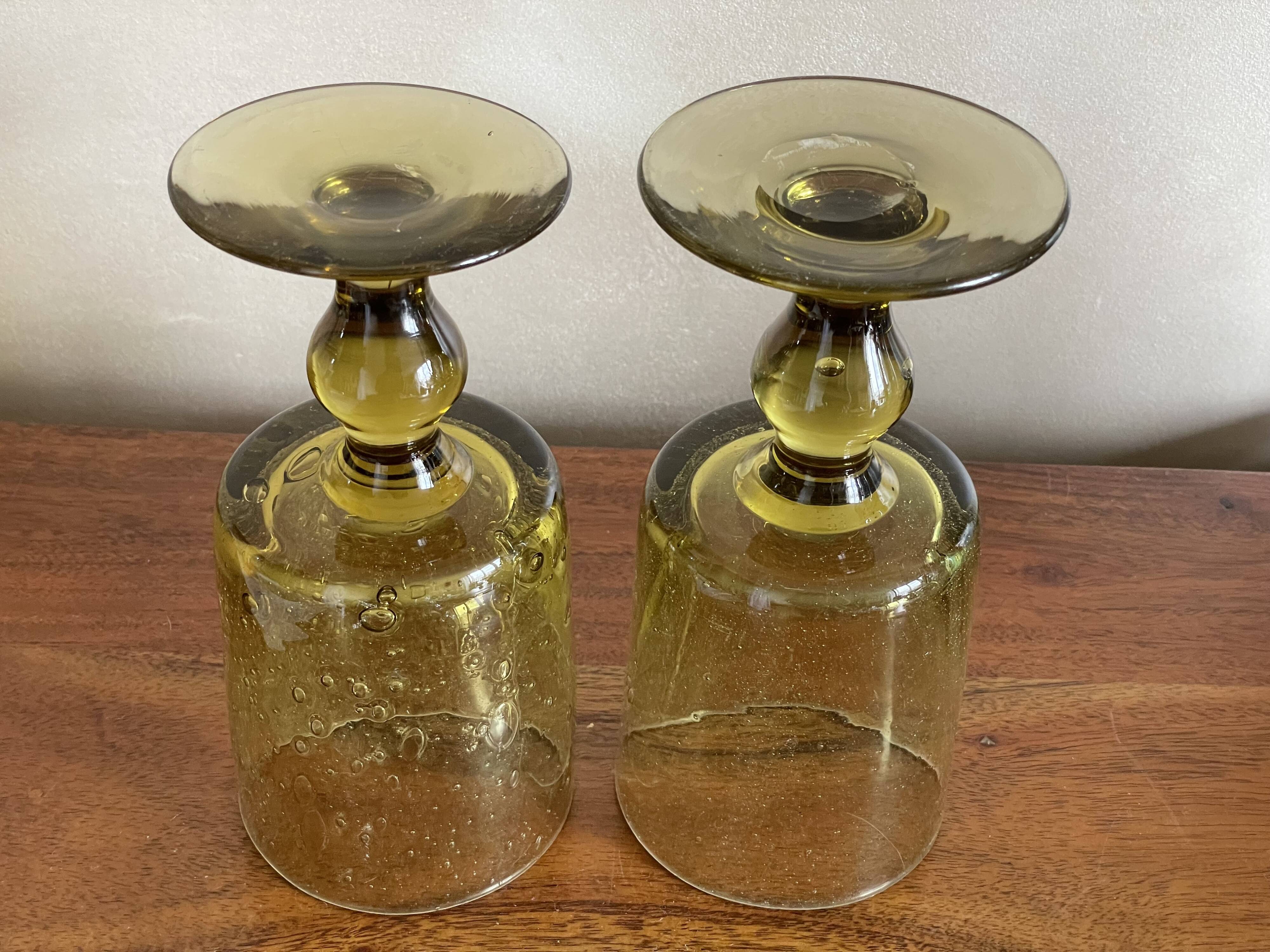 Duo of large Biot glasses
