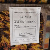 Tapestry "La nuit", by Alain Cornic, vintage, 60s