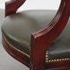 Green Cowhide Leather and Wooden Office Chair in English Style on Casters