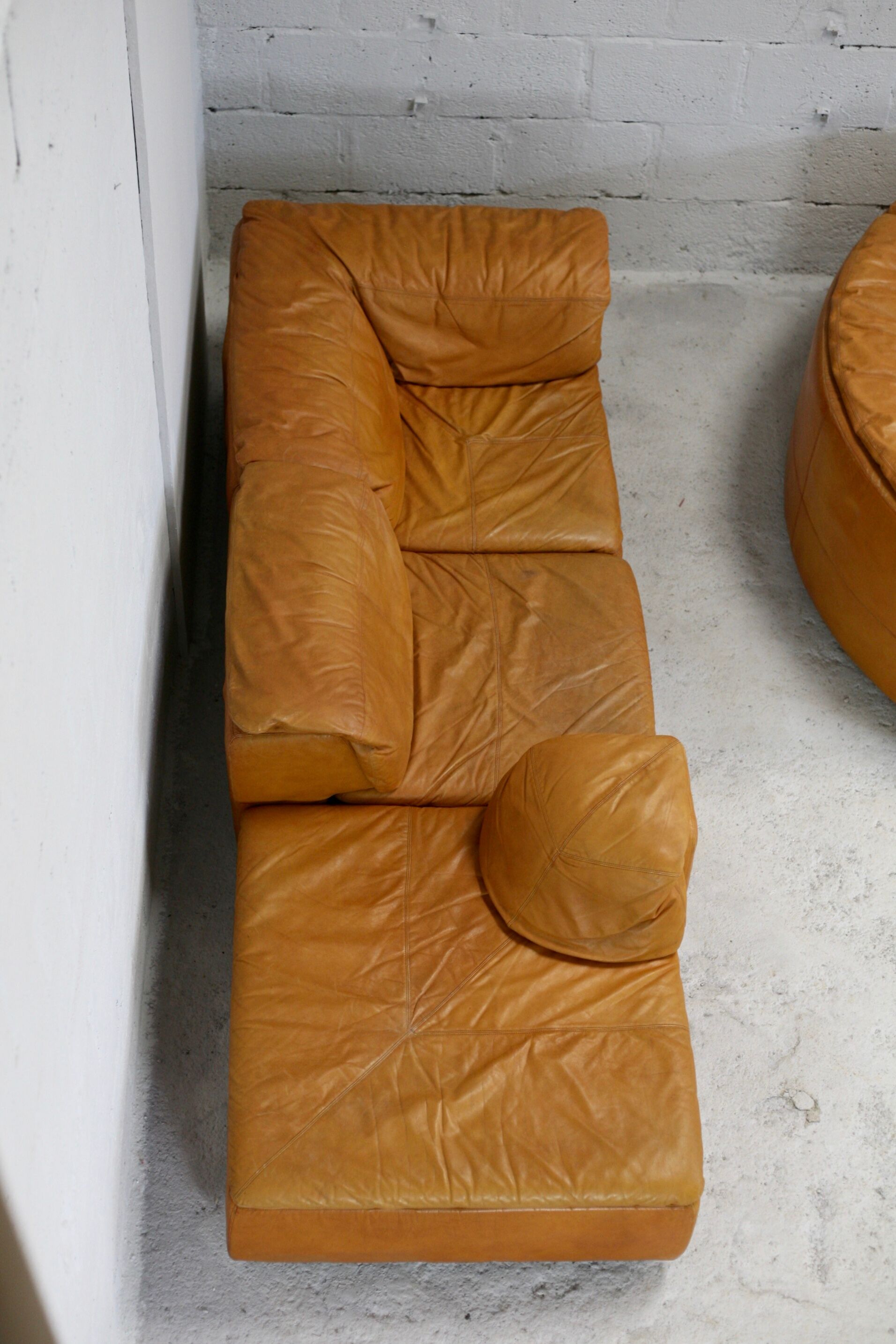 Leather modular sofa, 7 elements, 70s