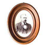 Cadre ovale en bois antique, 19,5 cm x 15,5 cm