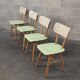 Lot de 4 chaises TON en bois , vert pastel et crème 1960