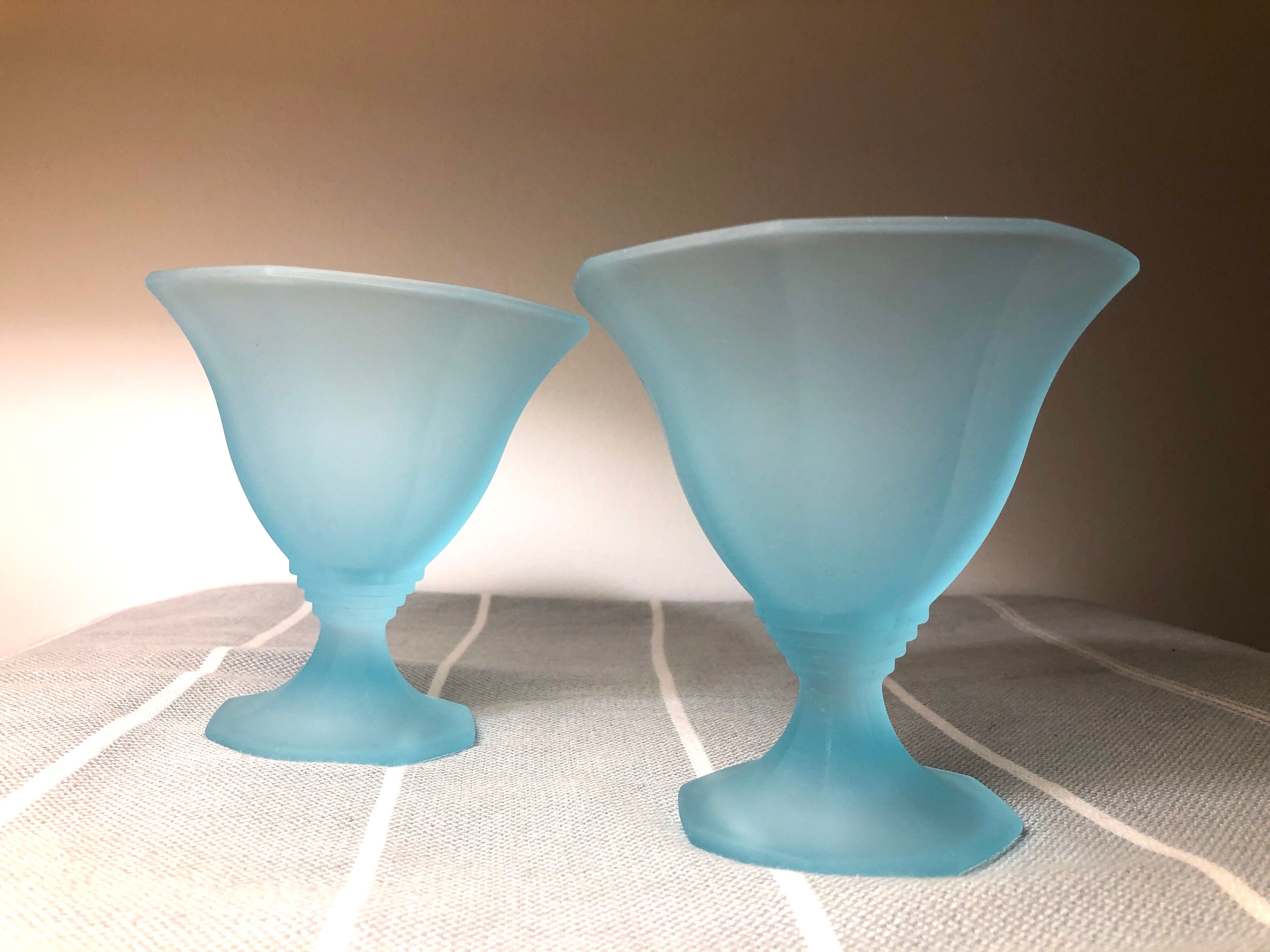 Vintage frosted blue ice cups