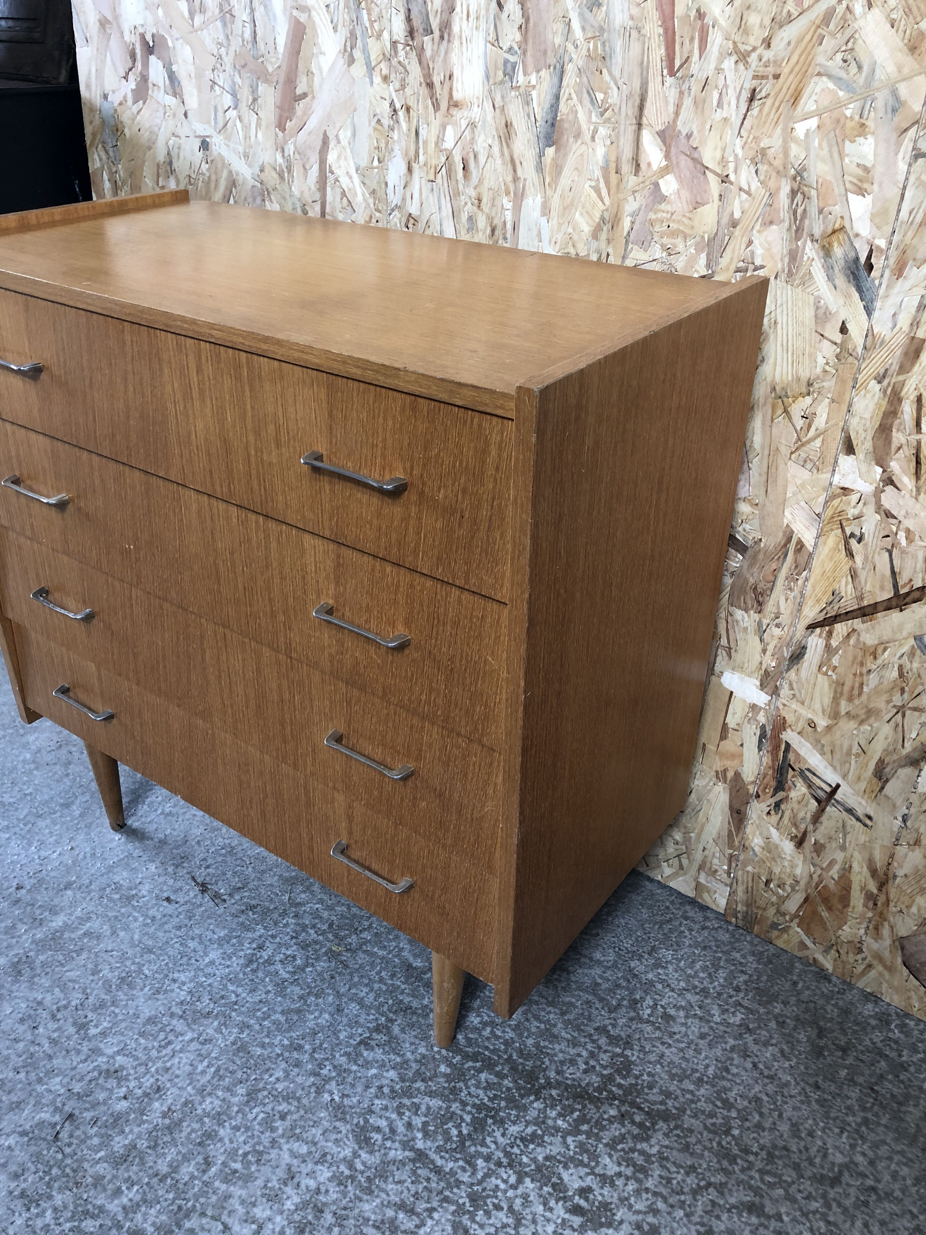 Old chest of drawers 4 drawers light wood compass feet 70s vintage