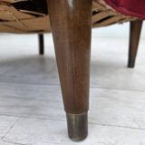 Fauteuil danois des années 1960, état d'origine, tissu en laine, pieds en bois de hêtre.