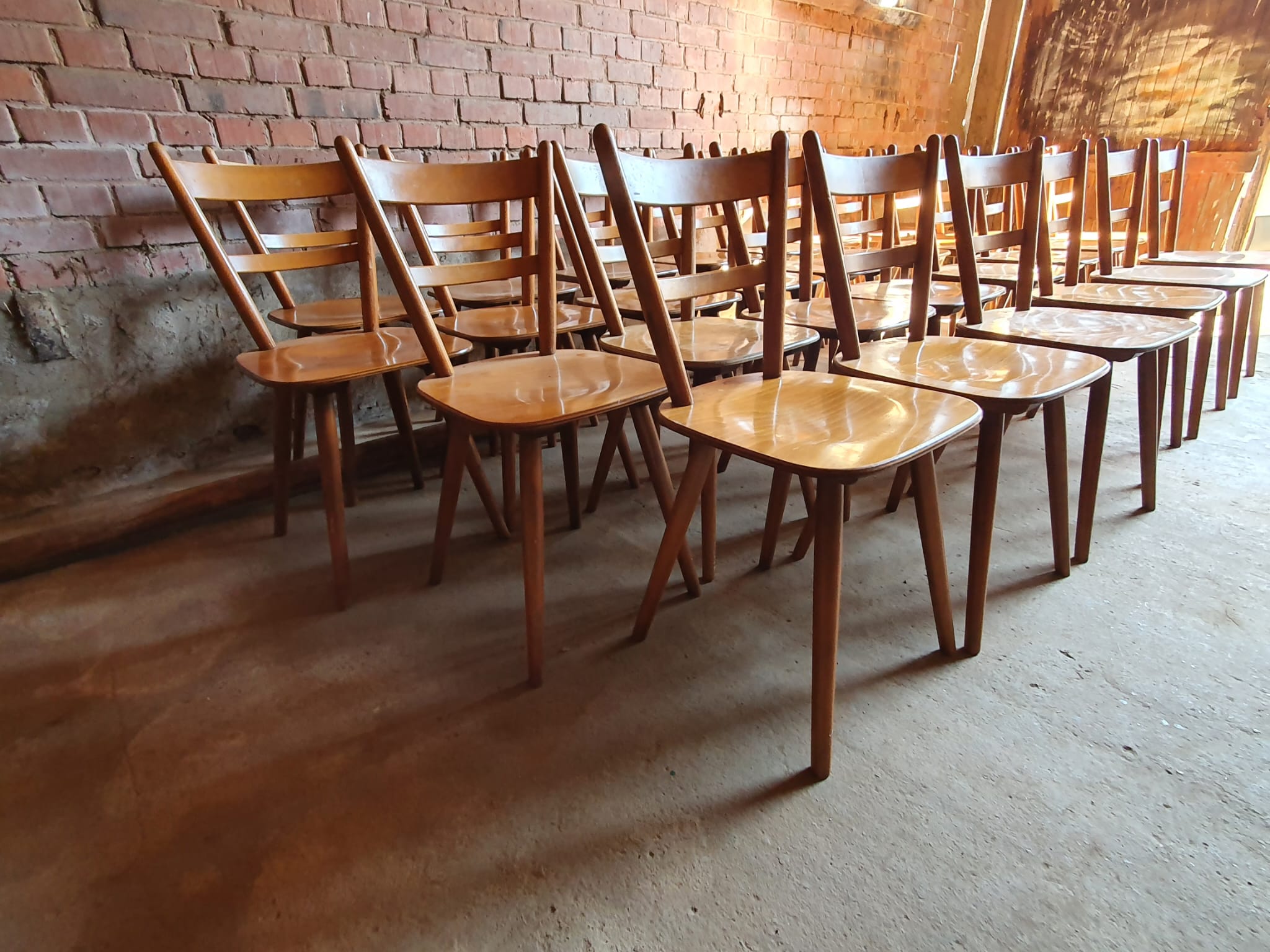 Set of 14 Scandinavian bistro chairs year 60