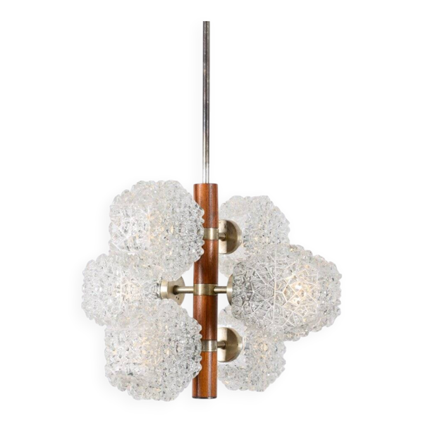 Temde chandelier with frosted glass elements, 1960s