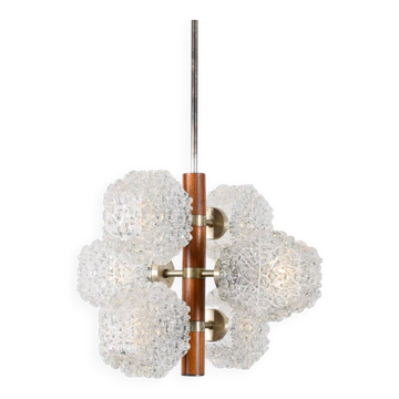 Temde chandelier with frosted glass elements, 1960s