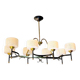 Maison Arlus, mid-century chandelier, brass and opaline, France 1950