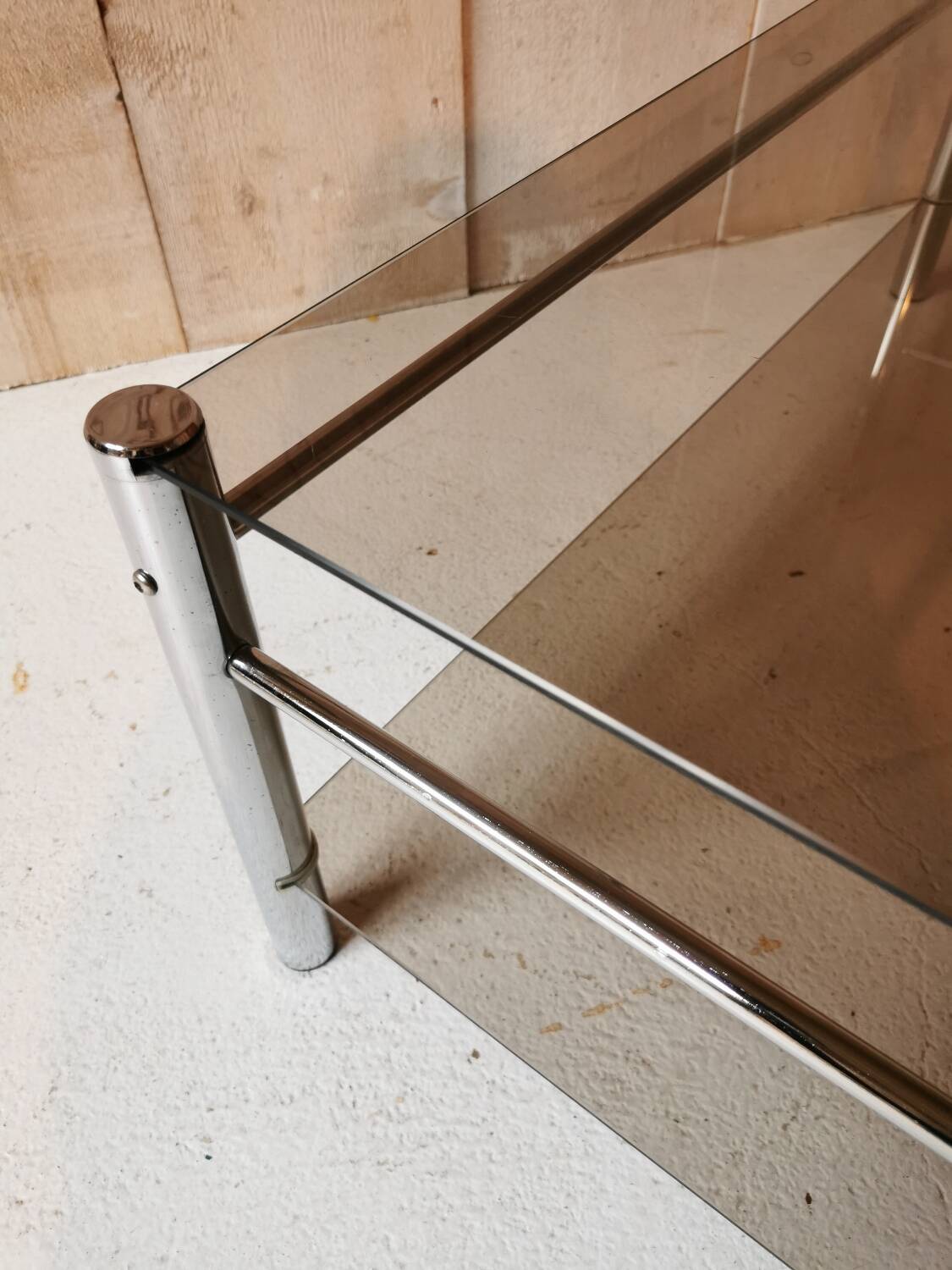 Glass and chrome metal table