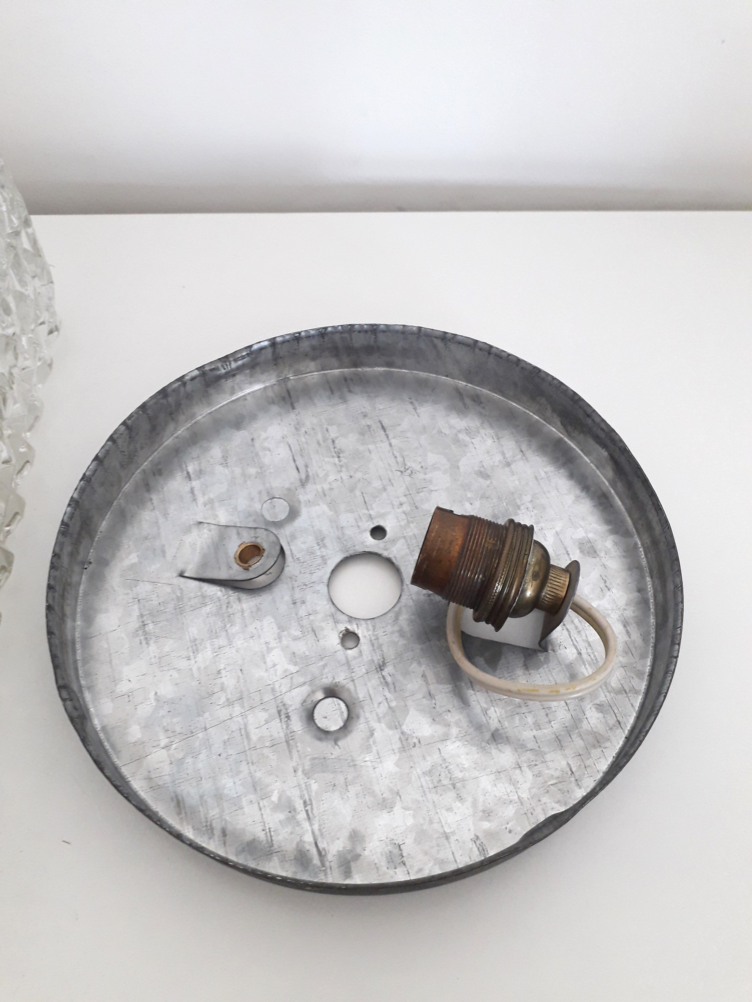 Vintage ceiling lamp / wall lamp - Molded glass - square - 1960 #2