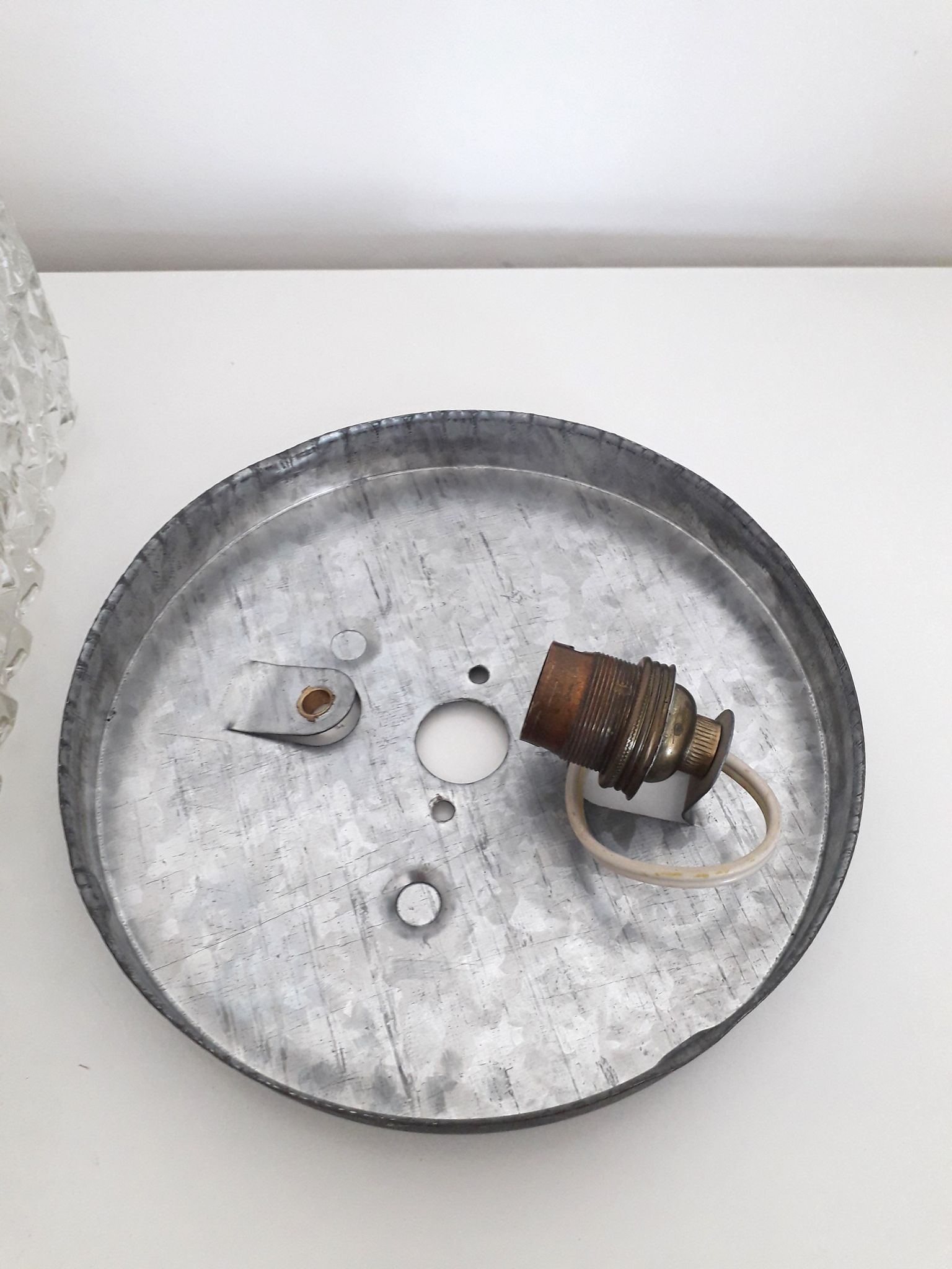 Vintage ceiling lamp / wall lamp - Molded glass - square - 1960 #2