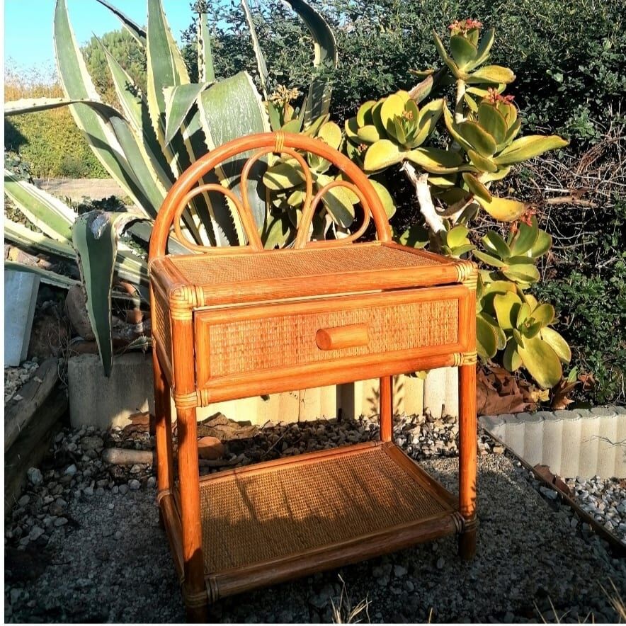 Rattan bedside table 1960