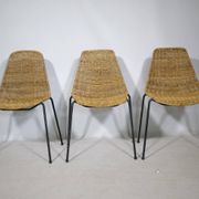 Set of 3 Basket Chairs by Franco Legler, Wicker and Metal, 1960s