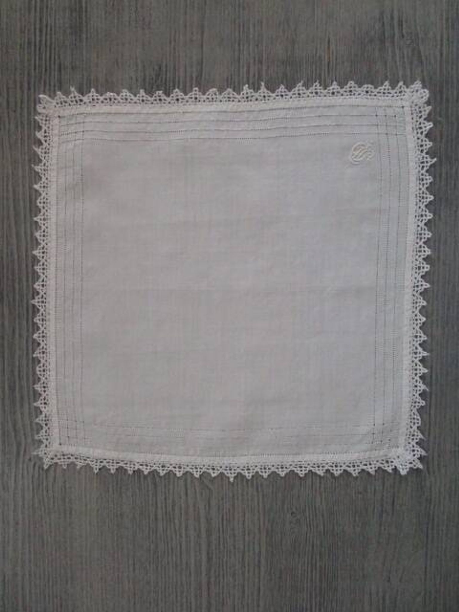 4 antique embroidered, monogrammed tea towels
